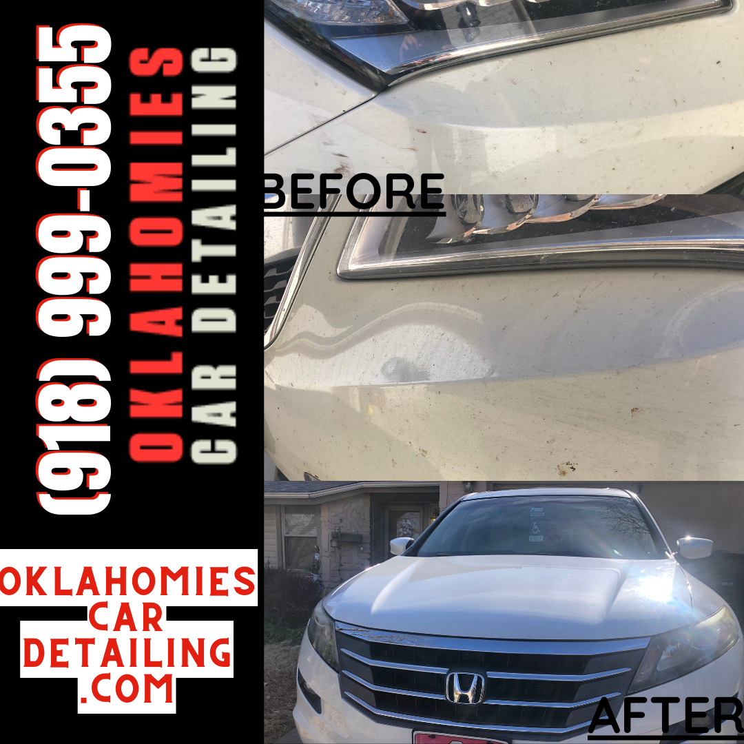 Tulsa Auto Detailing Before And After Deep Hood Clean White 1