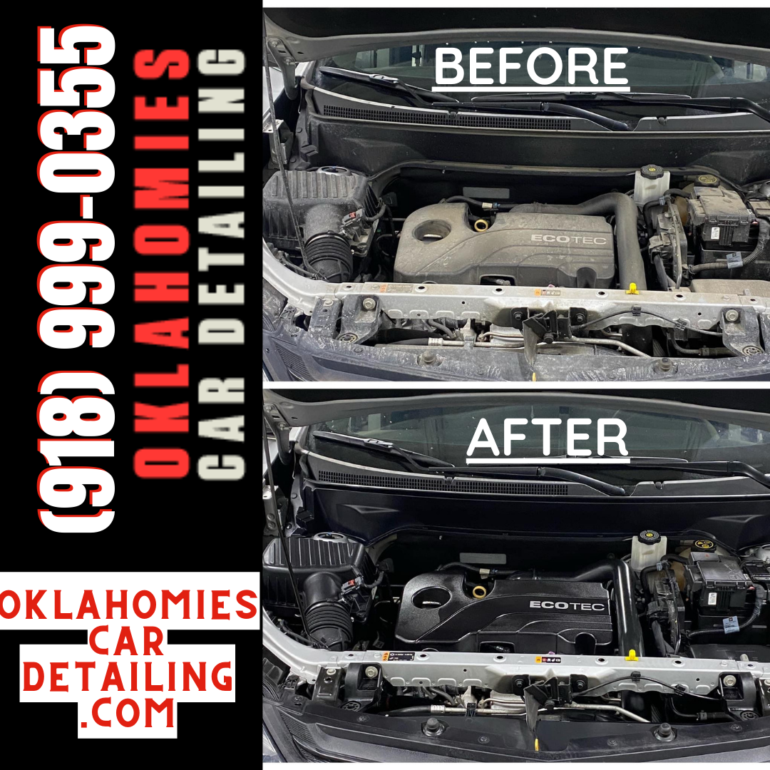 Tulsa Auto Detailing Before And After Engine Bay Cleaning Eco Tec 1