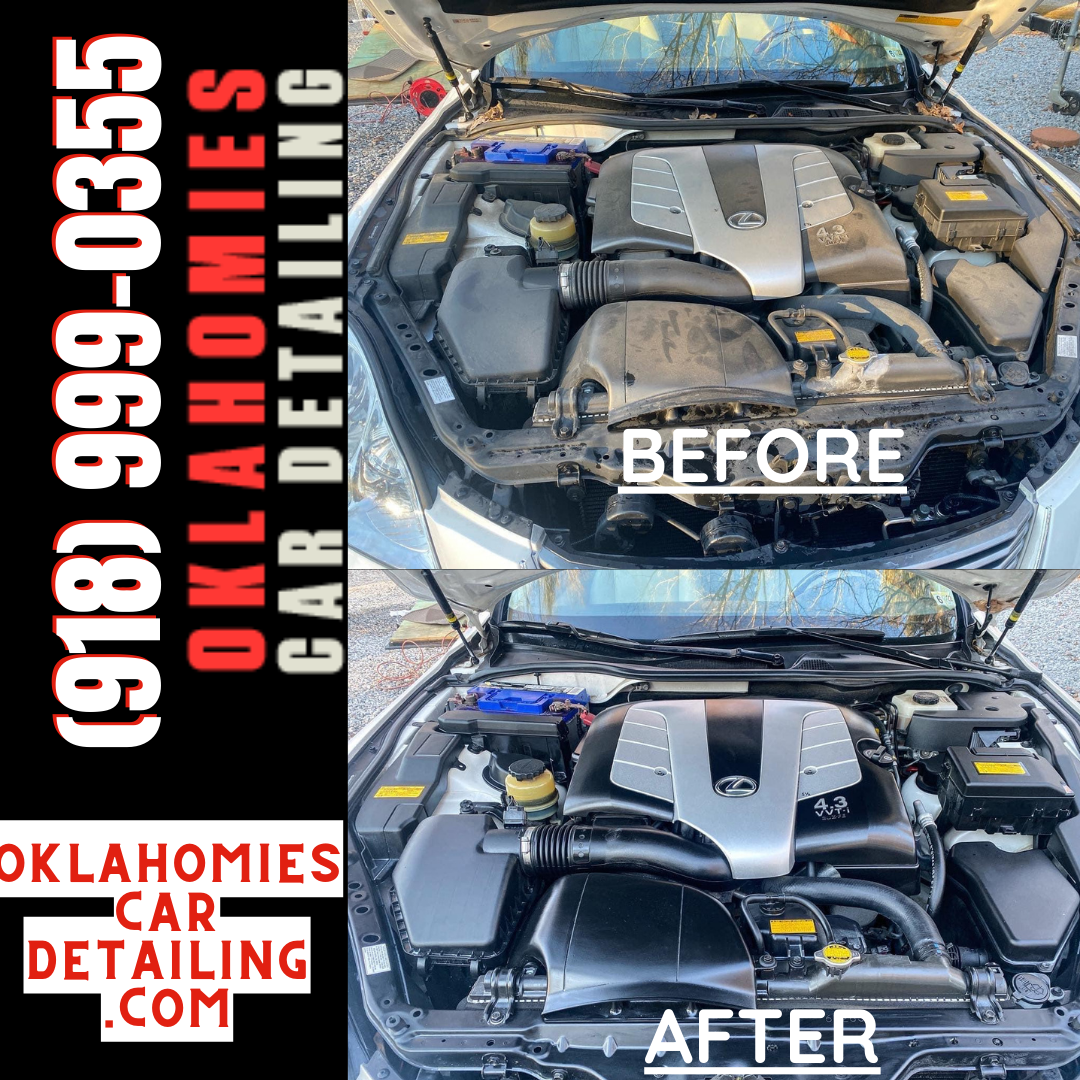 Tulsa Auto Detailing Before And After Lexus Engine Bay Cleaning Tulsa 1